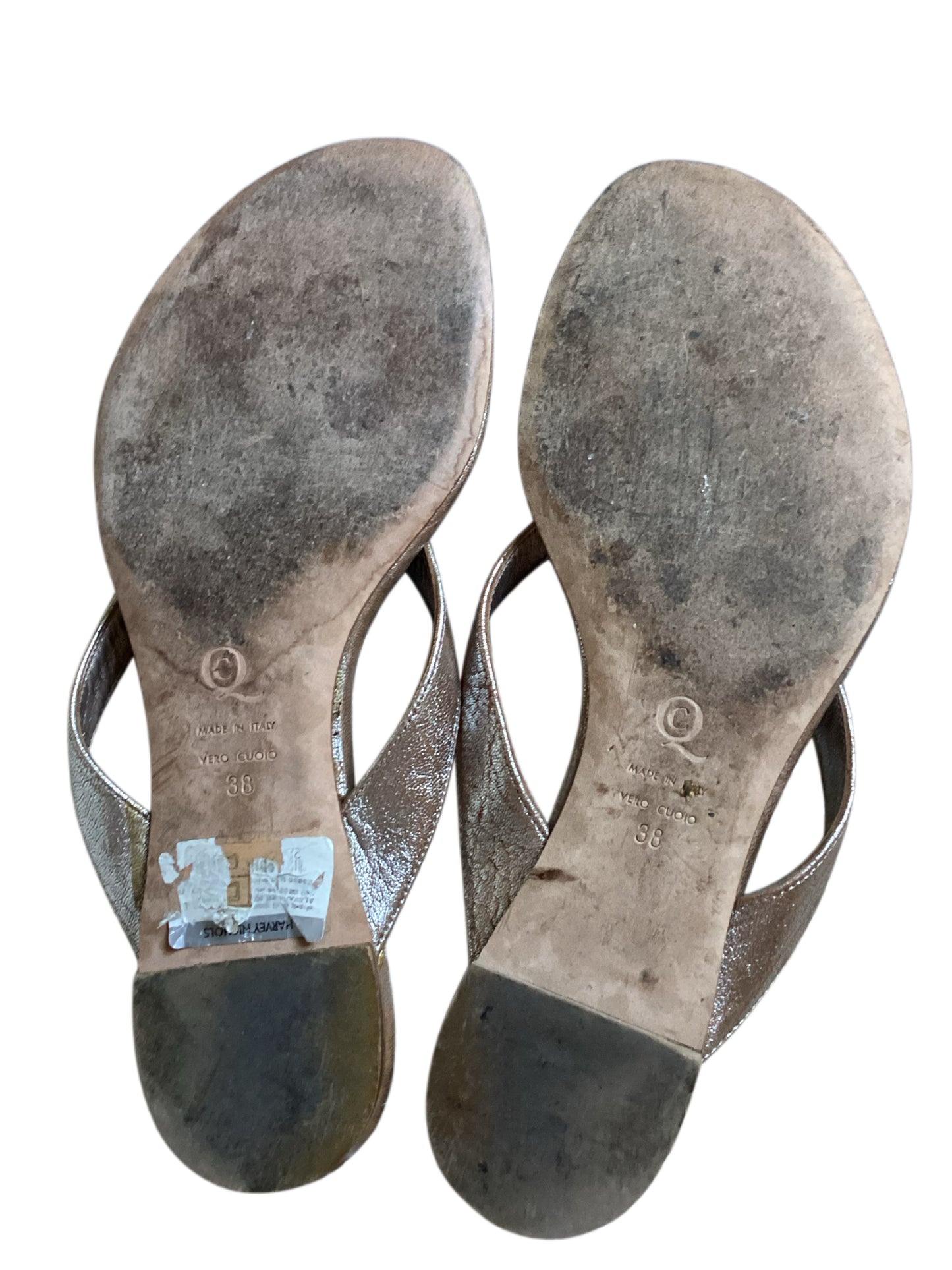 Vintage Alexander McQueen Skull Thong Sandals Rose Gold - Size 38