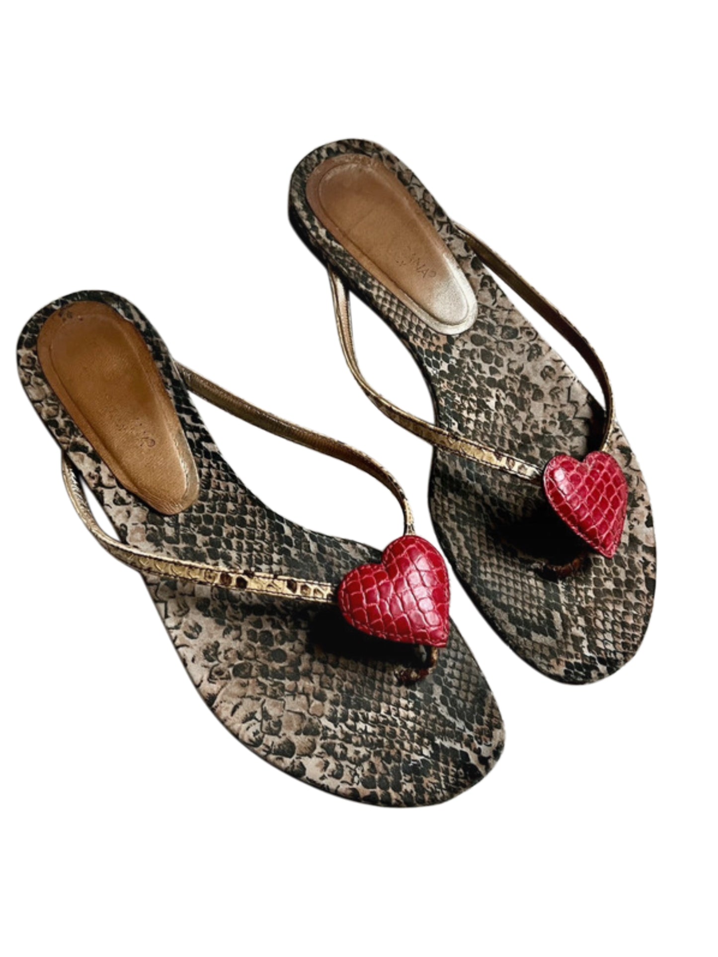 Vintage Dolce & Gabbana Snakeskin Heart Sandals - Size 39