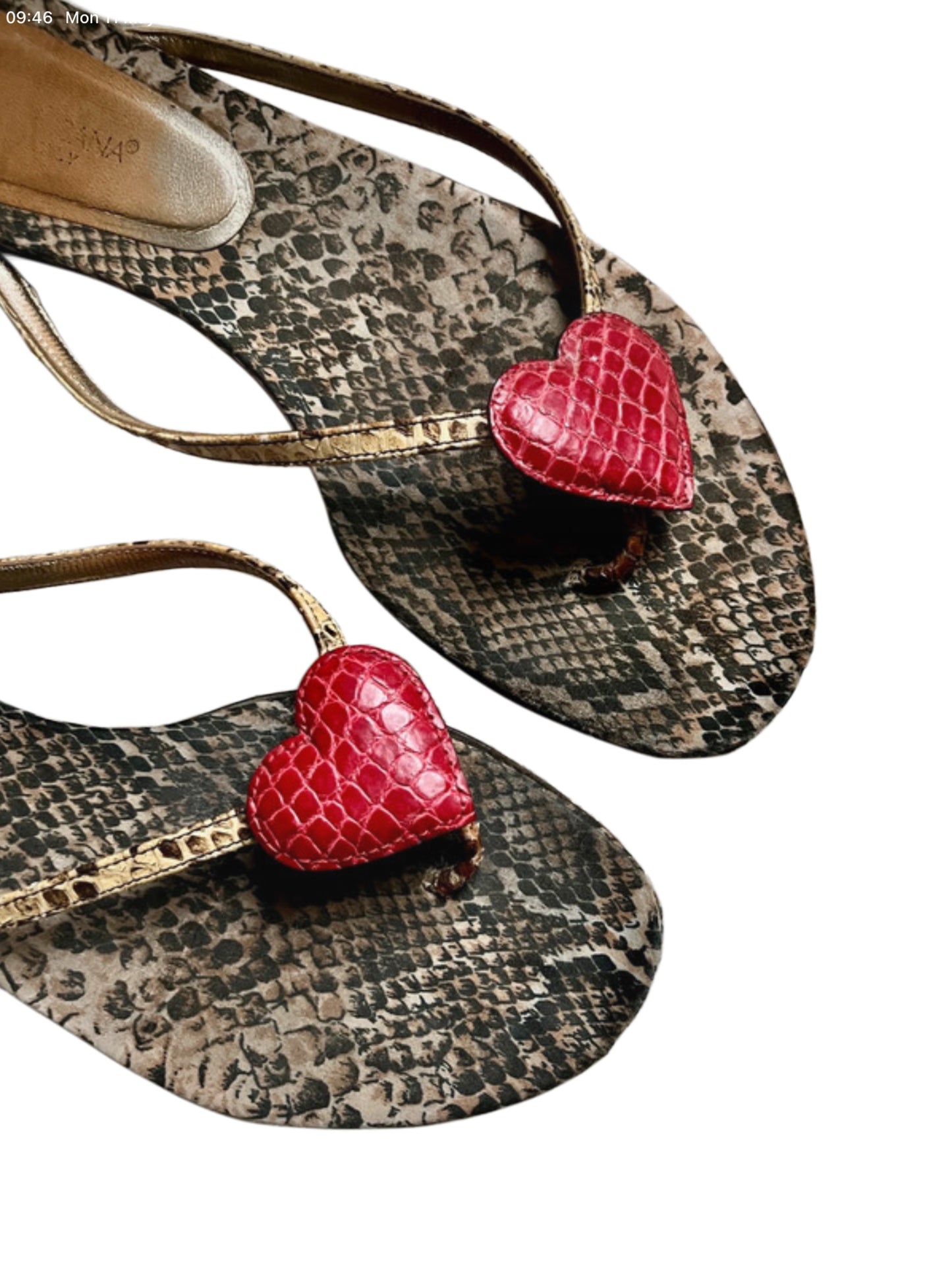Vintage Dolce & Gabbana Snakeskin Heart Sandals - Size 39