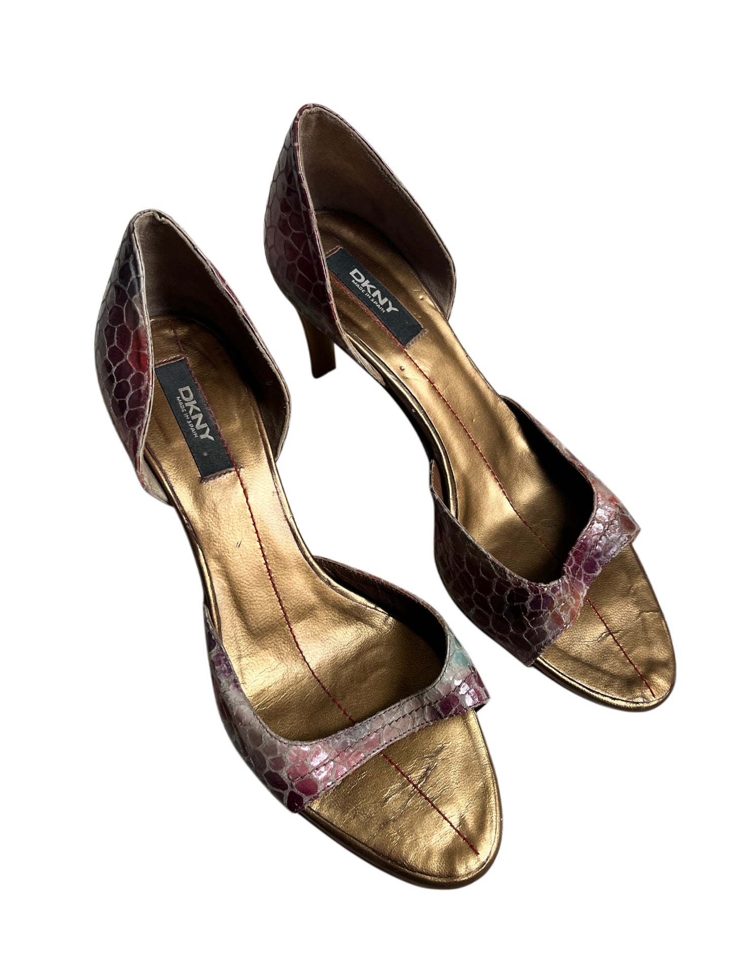 Vintage DKNY Multicolour Snakeskin Effect Heeled Sandals - Size 39