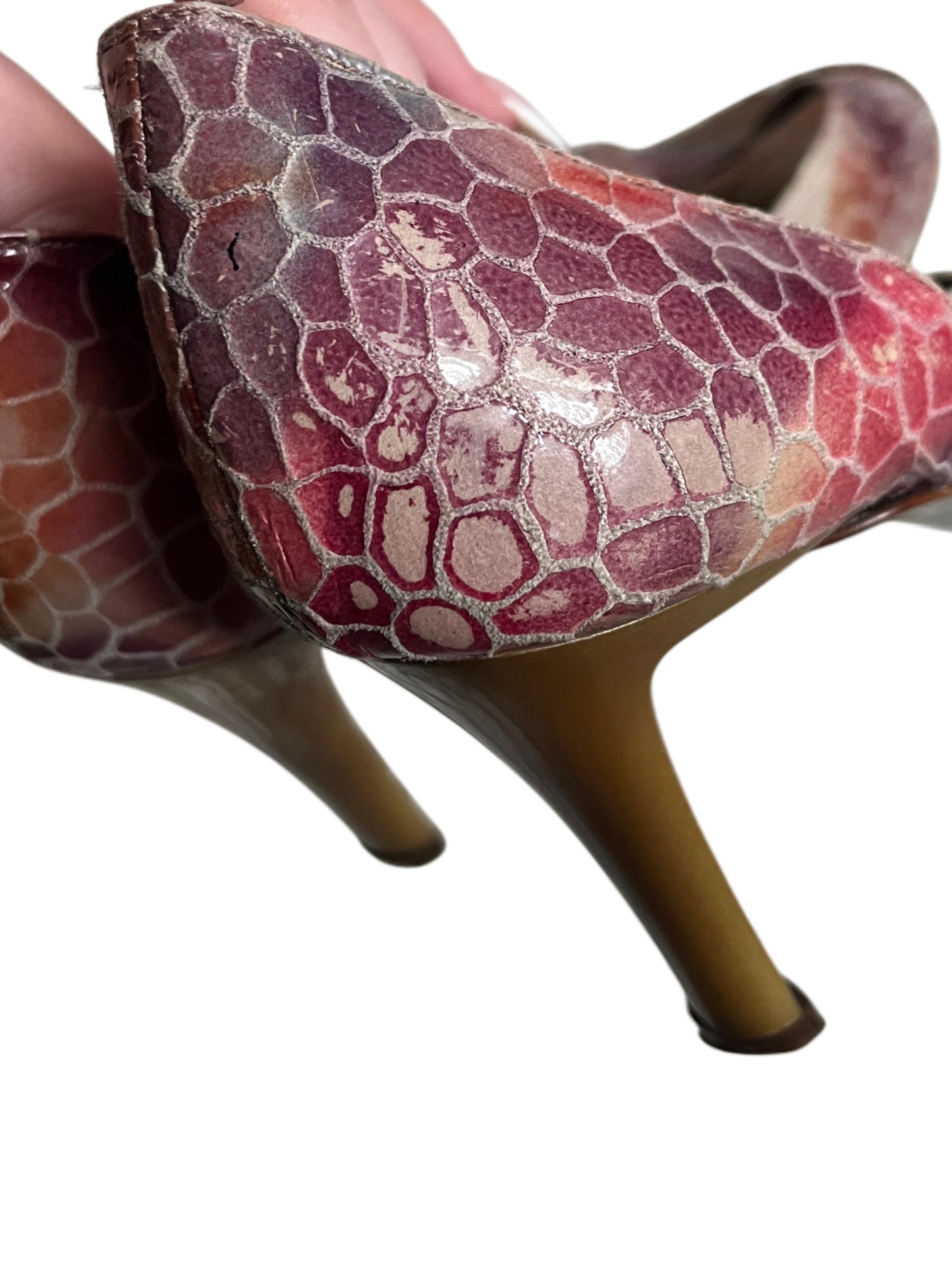 Vintage DKNY Multicolour Snakeskin Effect Heeled Sandals - Size 39