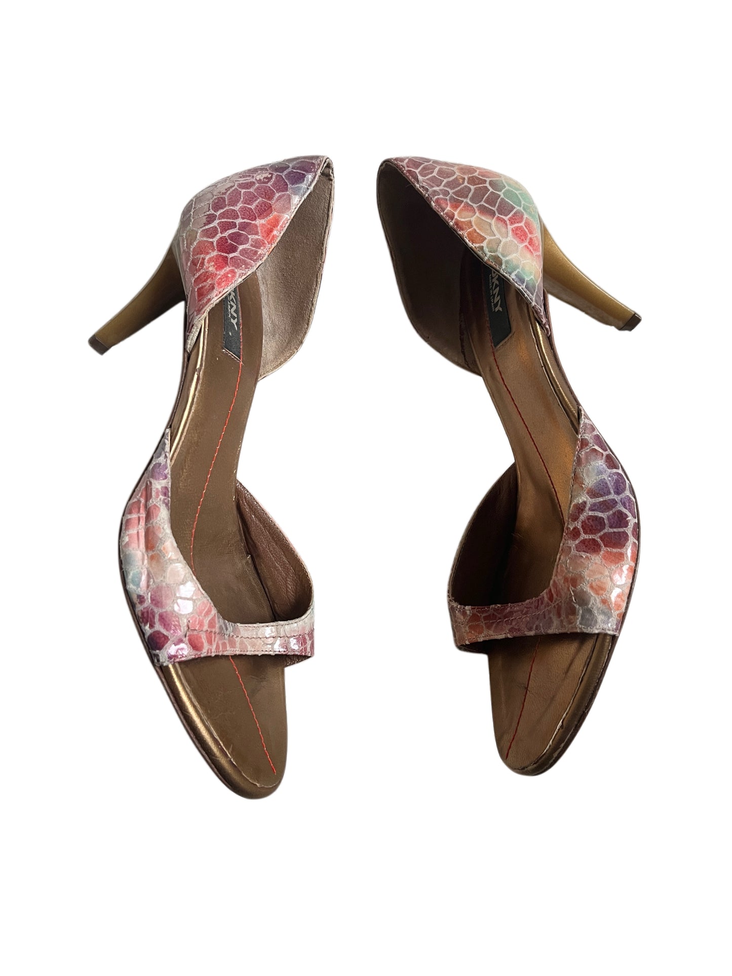Vintage DKNY Multicolour Snakeskin Effect Heeled Sandals - Size 39