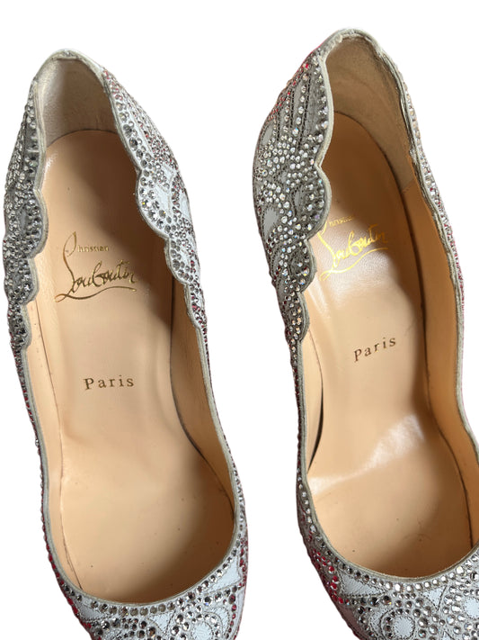 Christian Louboutin Top Vague Crystal Embellished Pumps Heels - Size 38