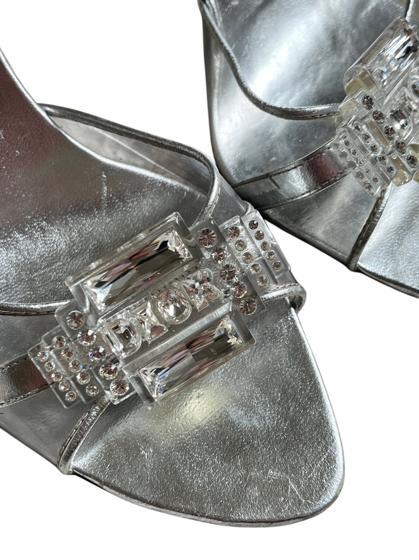 Vintage Dior by John Galliano Crystal Lucite Heel Mules - Size 39
