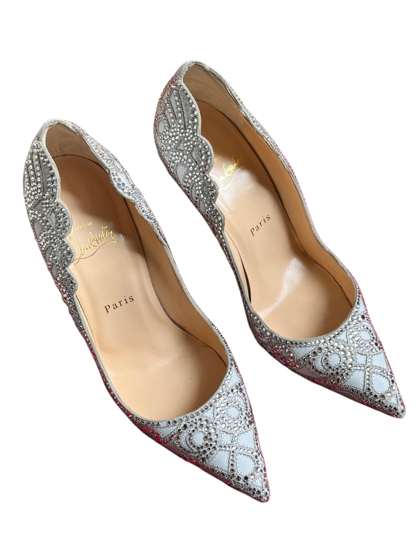Christian Louboutin Top Vague Crystal Embellished Pumps Heels - Size 38