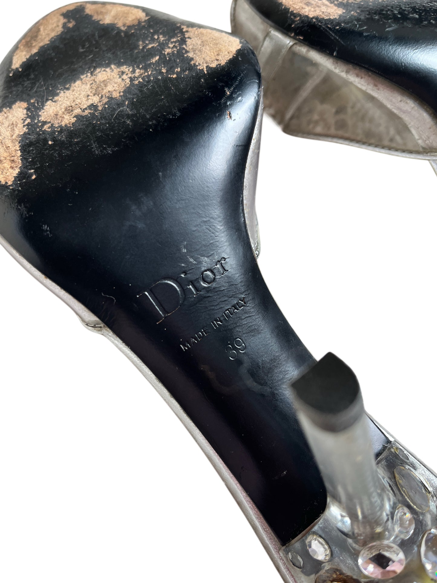 Vintage Dior by John Galliano Crystal Lucite Heel Mules - Size 39