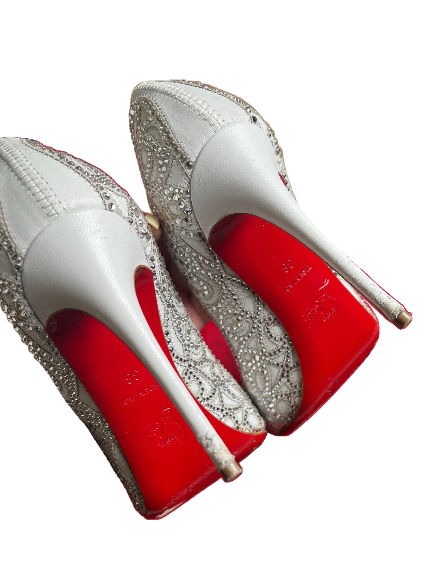 Christian Louboutin Top Vague Crystal Embellished Pumps Heels - Size 38