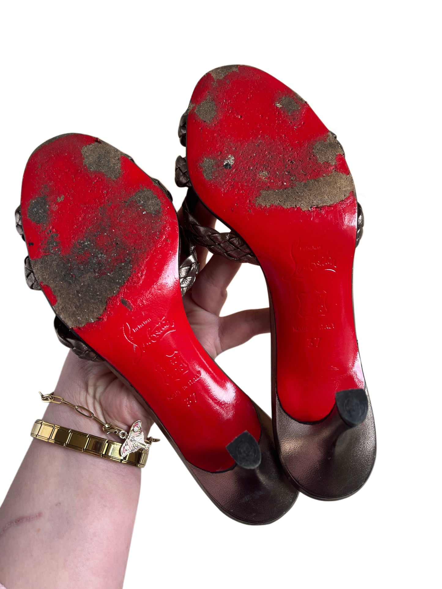 Vintage Christian Louboutin Braided Knot Heeled Sandals - Size 37