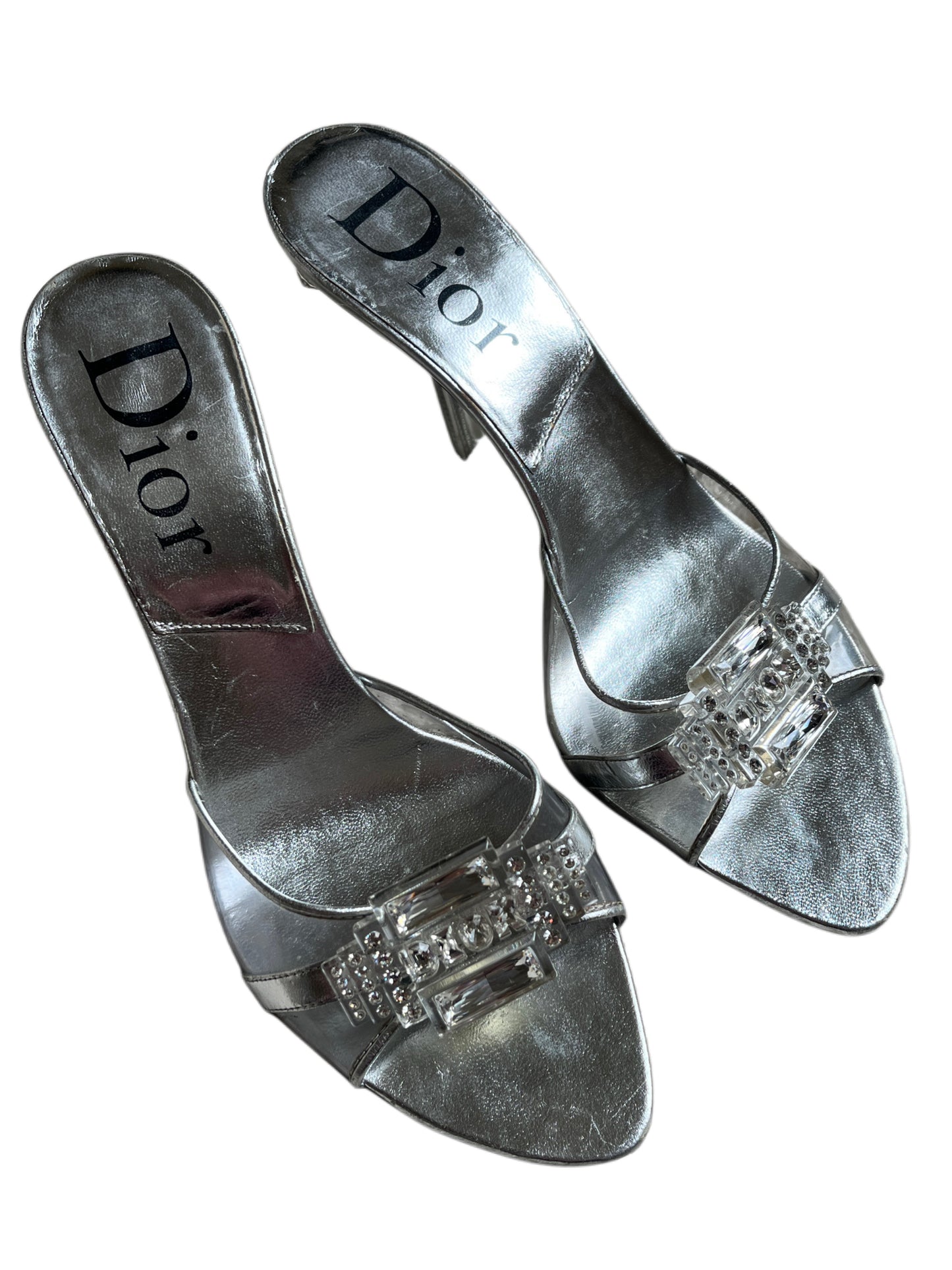 Vintage Dior by John Galliano Crystal Lucite Heel Mules - Size 39