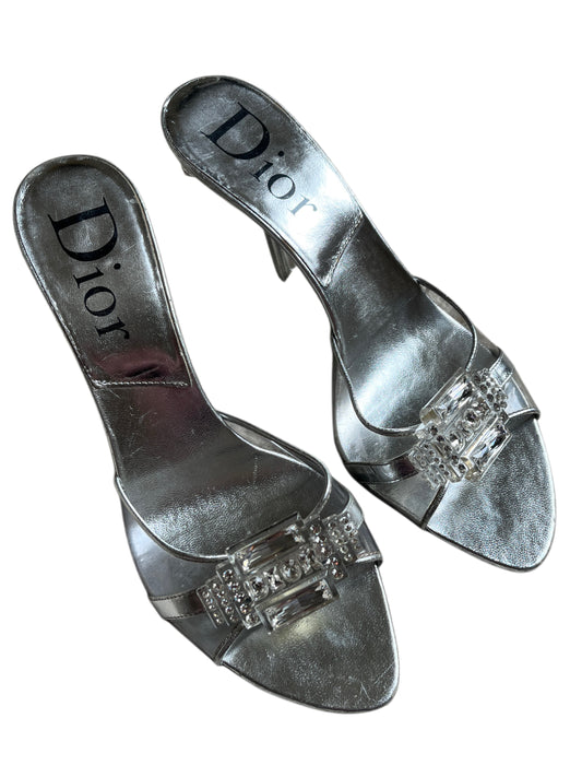 Vintage Dior by John Galliano Crystal Lucite Heel Mules - Size 39