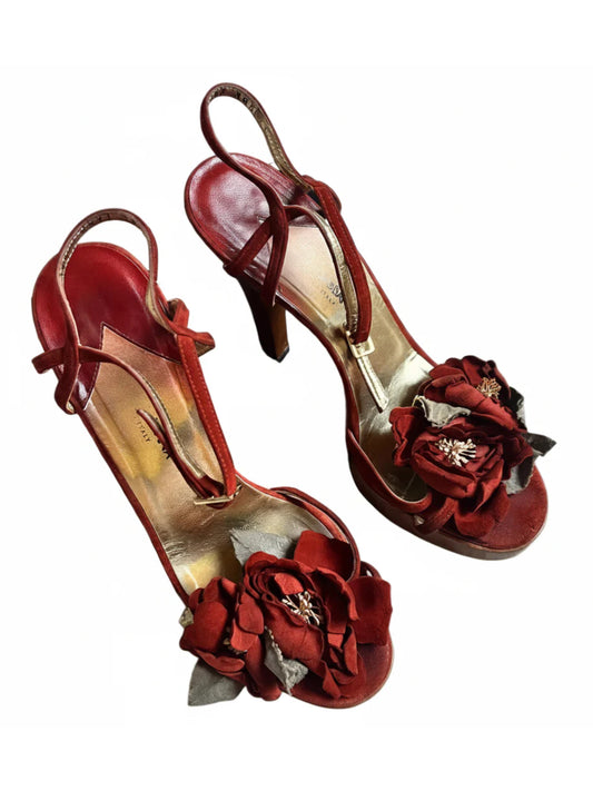Vintage Dolce & Gabbana Floral Suede Heels - Size 38.5