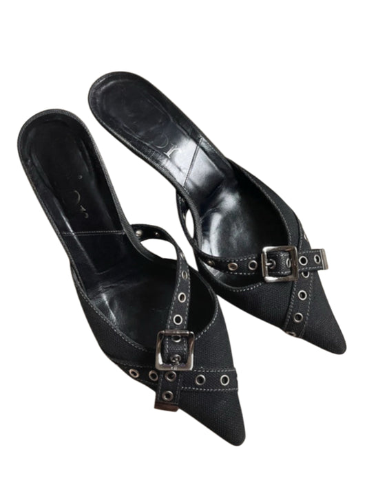 Vintage Dior by John Galliano Buckle Pointed Toe Mules Heels - Size 37.5
